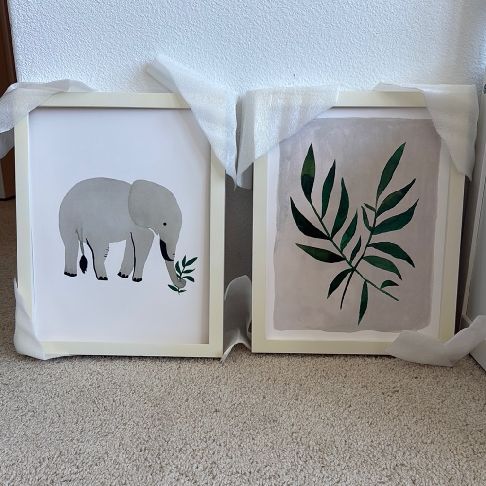 Clementine Kids Elephant and Leaf Art Prints